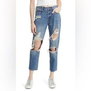 Hidden brand Distressed Boyfriend Jeans in Dark Blue